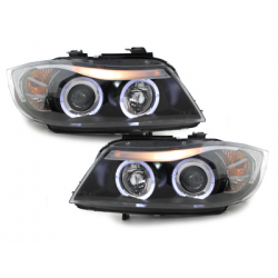 Phares BMW E90/E91 3er  avec 2 Anneaux lumineux Angel Eyes _ schwarz
