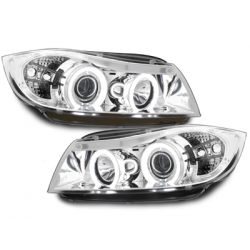 Phares BMW E90/E91 3er  avec anneaux lumineux angel eyes CCFL  Chrome