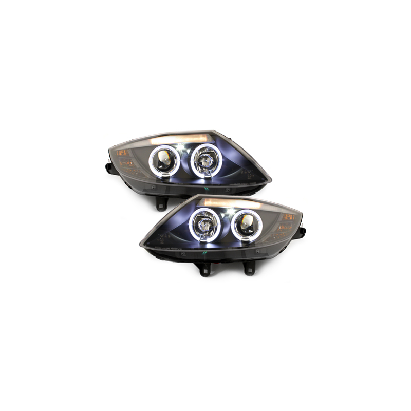 Phares  BMW Z4 02-08  avec 2 Anneaux lumineux Angel Eyes  Noir