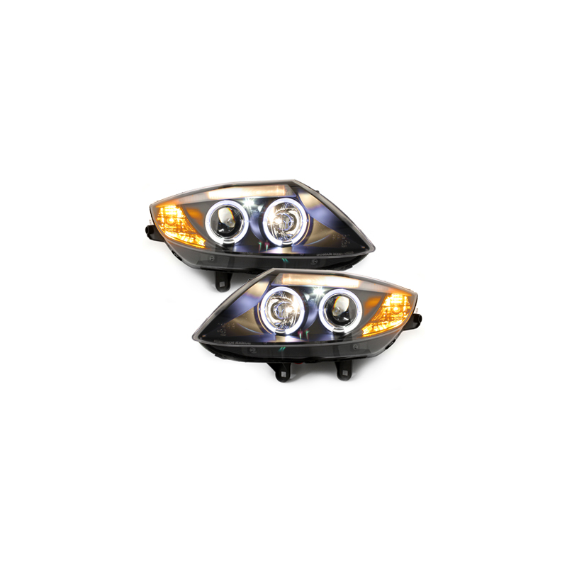 Phares  BMW Z4 02-08  avec 2 Anneaux lumineux Angel Eyes  Noir