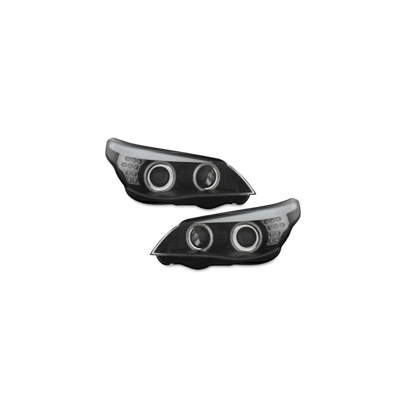 Phares CCFL BMW E60 04-07 clignotant LED Noir, Angel Eyes