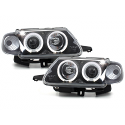 Phares Citroen Saxo 96-99  avec 2 Anneaux lumineux Angel Eyes  Noir