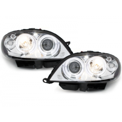 Phares Citroen Saxo 00-04  avec 2 Anneaux lumineux Angel Eyes  Chrome