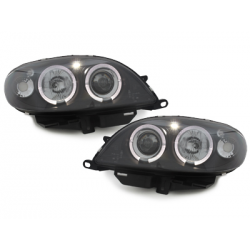 Phares Citroen Saxo 00-04  avec 2 Anneaux lumineux Angel Eyes  Noir