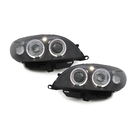 Phares Citroen Saxo 00-04  avec 2 Anneaux lumineux Angel Eyes  Noir