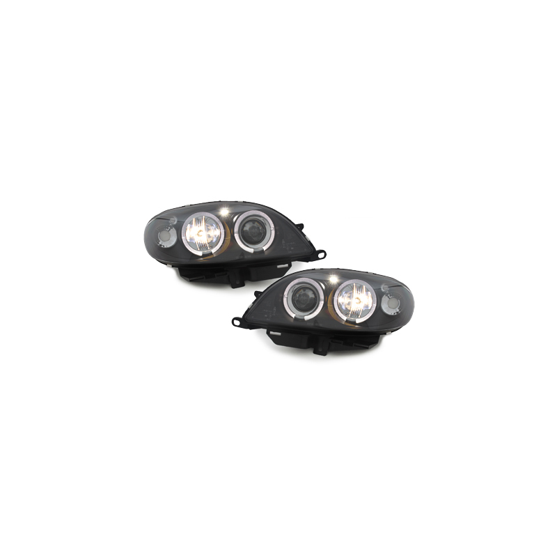 Phares Citroen Saxo 00-04  avec 2 Anneaux lumineux Angel Eyes  Noir