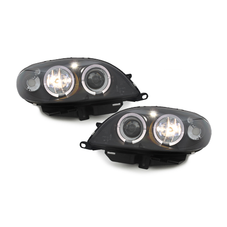 Phares Citroen Saxo 00-04  avec 2 Anneaux lumineux Angel Eyes  Noir