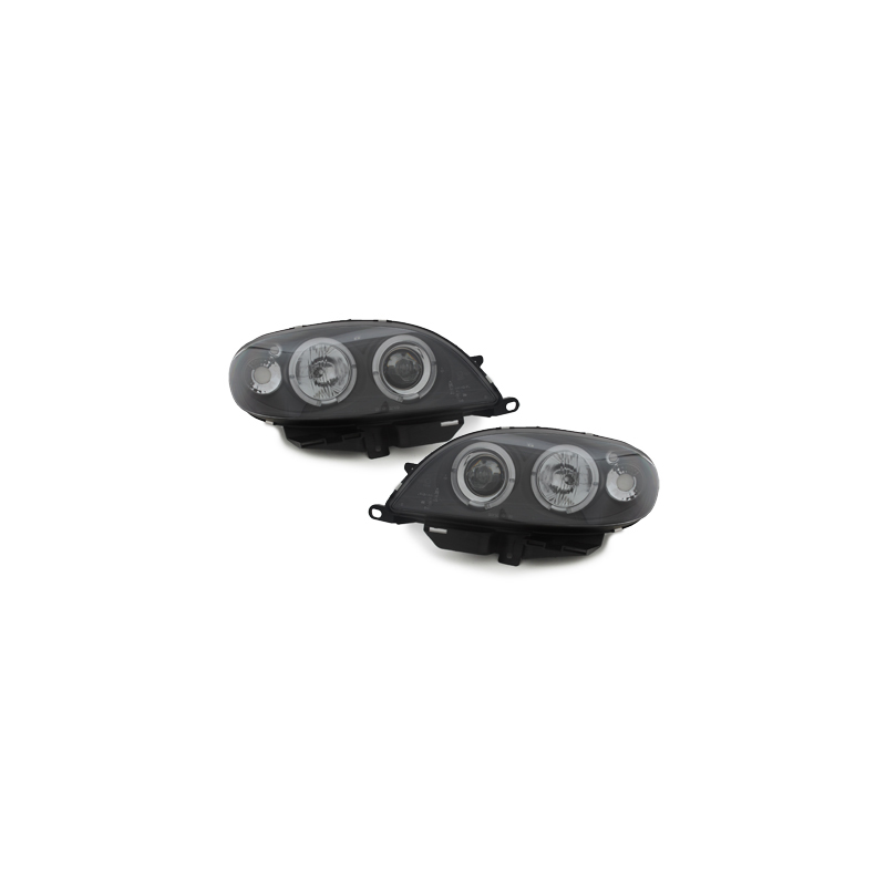 Phares Citroen Saxo 00-04  avec 2 Anneaux lumineux Angel Eyes  Noir