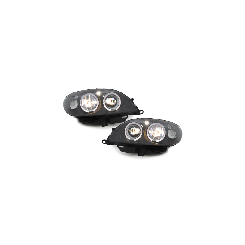 Phares Citroen Saxo 00-04  avec 2 Anneaux lumineux Angel Eyes  Noir