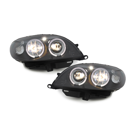 Phares Citroen Saxo 00-04  avec 2 Anneaux lumineux Angel Eyes  Noir