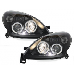 Phares Citroen Xsara 00-05 avec 2 Anneaux lumineux Angel Eyes  Noir