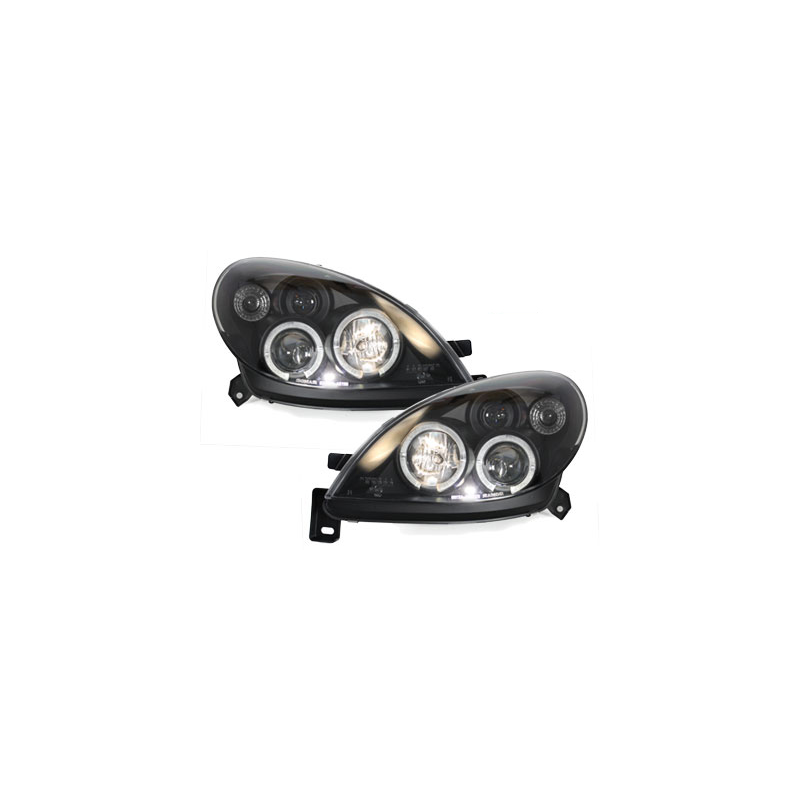 Phares Citroen Xsara 00-05 avec 2 Anneaux lumineux Angel Eyes  Noir