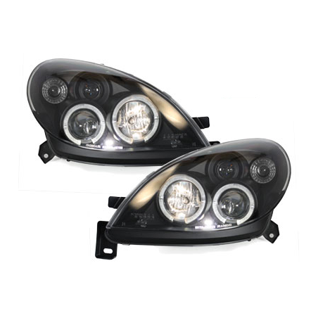 Phares Citroen Xsara 00-05 avec 2 Anneaux lumineux Angel Eyes  Noir