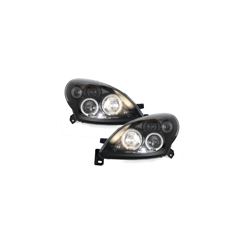 Phares Citroen Xsara 00-05 avec 2 Anneaux lumineux Angel Eyes  Noir