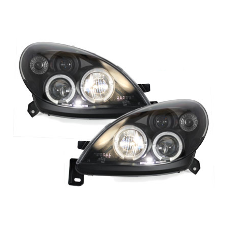 Phares Citroen Xsara 00-05 avec 2 Anneaux lumineux Angel Eyes  Noir