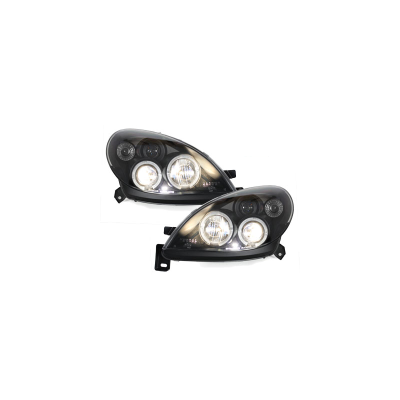 Phares Citroen Xsara 00-05 avec 2 Anneaux lumineux Angel Eyes  Noir