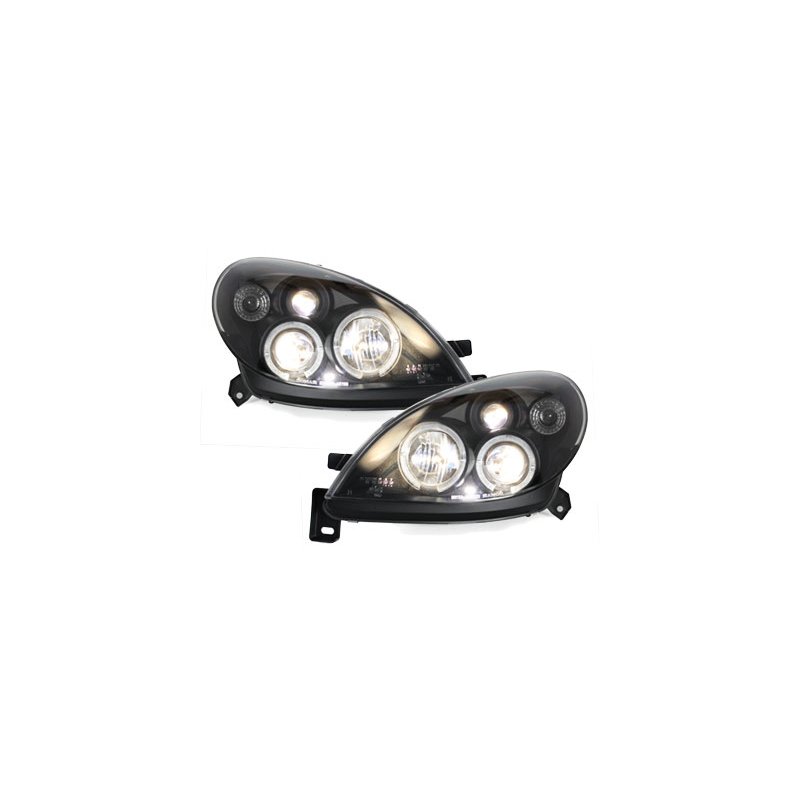 Phares Citroen Xsara 00-05 avec 2 Anneaux lumineux Angel Eyes  Noir