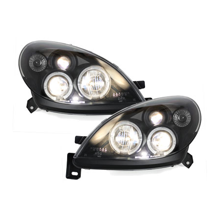 Phares Citroen Xsara 00-05 avec 2 Anneaux lumineux Angel Eyes  Noir