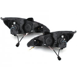 Phares Ford Focus 01-04  avec 2 Anneaux lumineux Angel Eyes  Noir