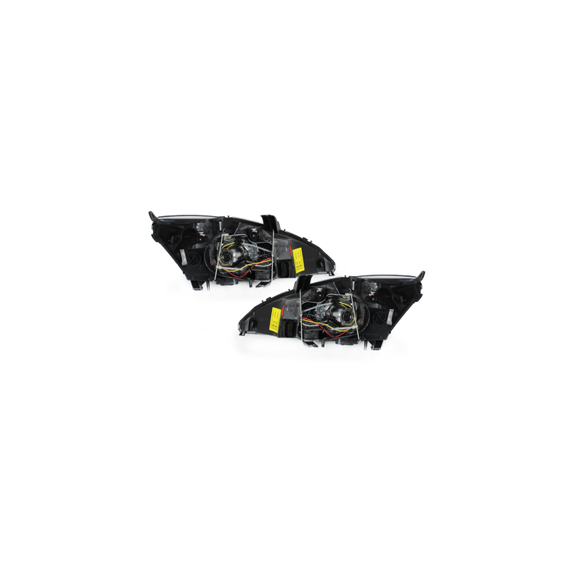 Phares Ford Focus 01-04  avec 2 Anneaux lumineux Angel Eyes  Noir