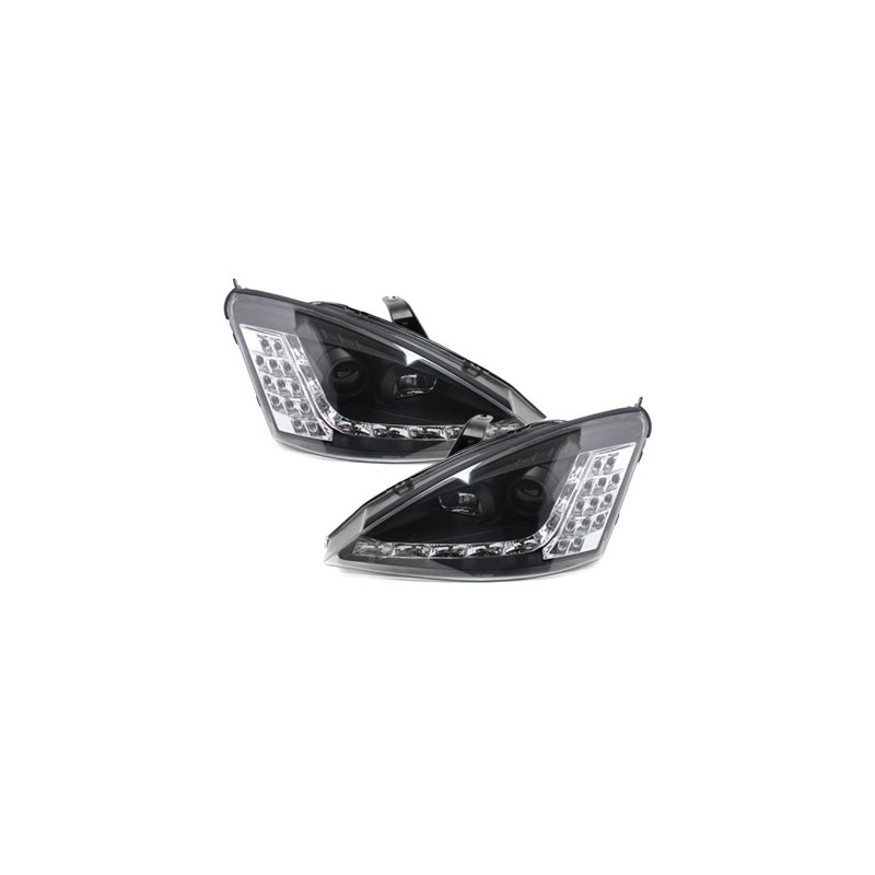 Phares DAYLINE Ford Focus 01-04  avec feux diurne LED  Noir