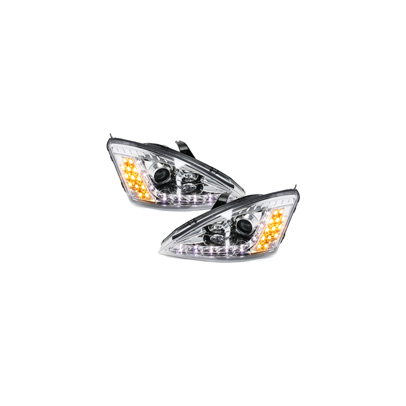 Phares DAYLINE Ford Focus 01-04  avec feux diurne LED  Chrome