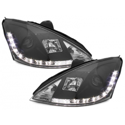 Phares DAYLINE Ford Focus 01-04  avec feux diurne LED  Noir