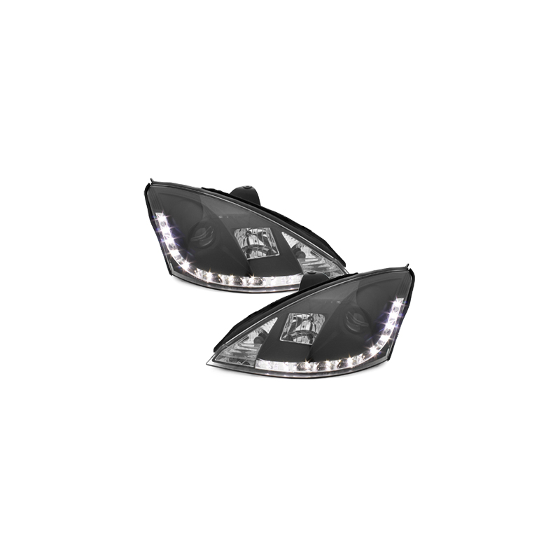 Phares DAYLINE Ford Focus 01-04  avec feux diurne LED  Noir