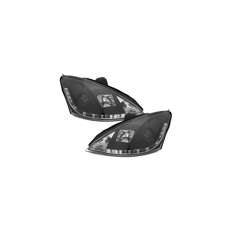 Phares DAYLINE Ford Focus 01-04  avec feux diurne LED  Noir