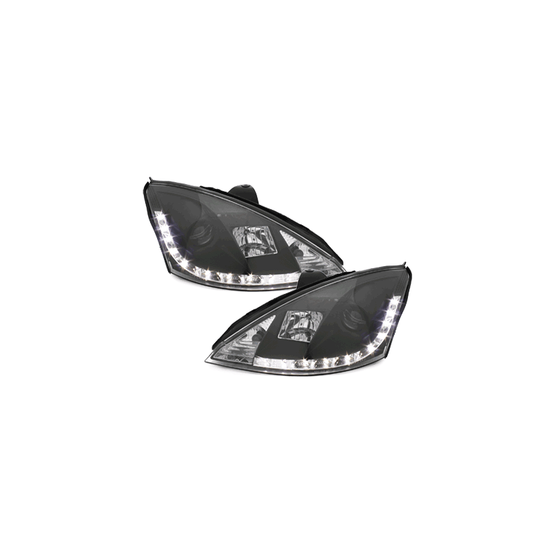 Phares DAYLINE Ford Focus 01-04  avec feux diurne LED  Noir