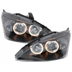 Phares Ford Focus 98-01  avec 2 Anneaux lumineux Angel Eyes  Noir