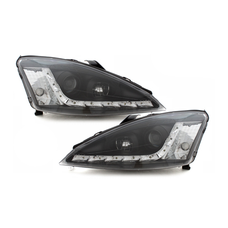 Phares DAYLINE Ford Focus 98-01 avec feux diurne LED Noir Phares DAYLINE Ford Focus 98-01 avec feux diurne LED Noir