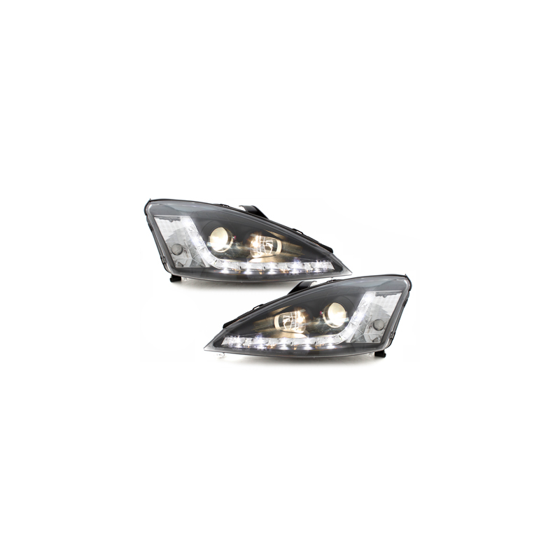 Phares DAYLINE Ford Focus 98-01  avec feux diurne LED  Noir