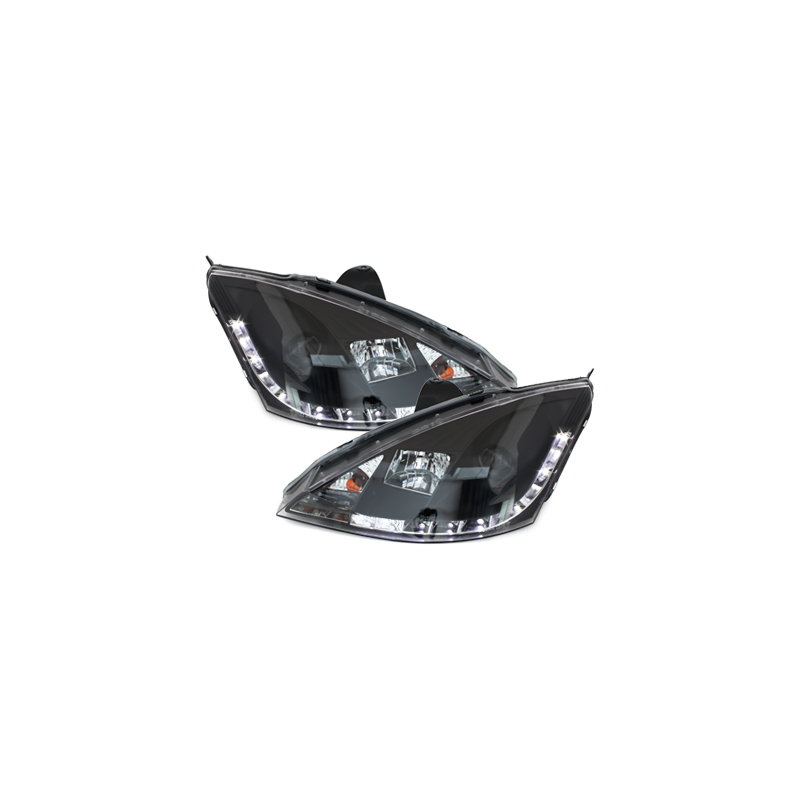 Phares DAYLINE Ford Focus 98-01  avec feux diurne LED  Noir