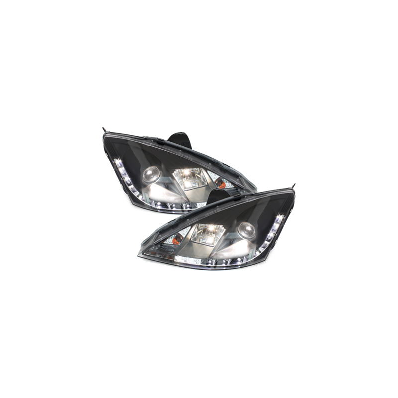 Phares DAYLINE Ford Focus 98-01  avec feux diurne LED  Noir