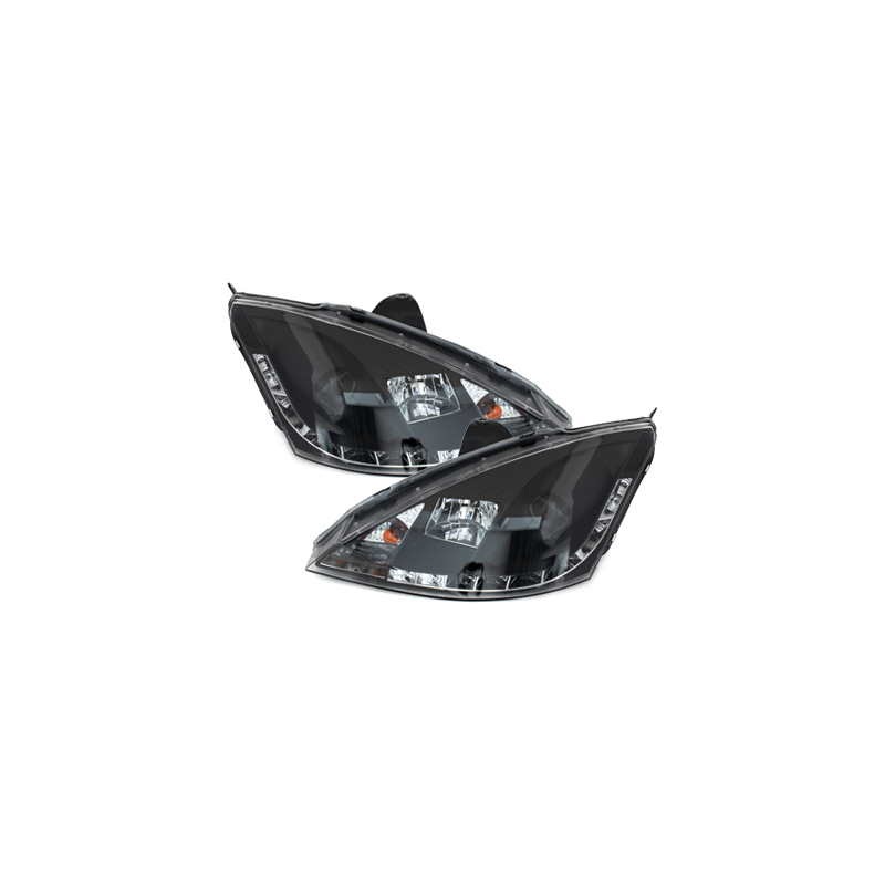 Phares DAYLINE Ford Focus 98-01  avec feux diurne LED  Noir