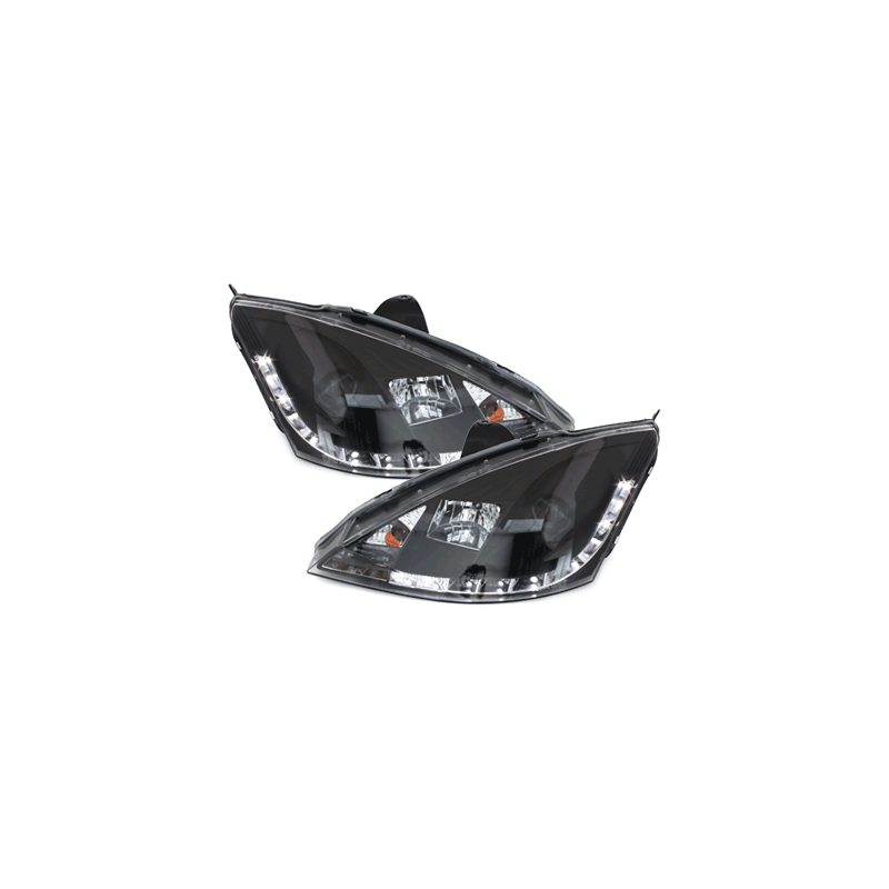 Phares DAYLINE Ford Focus 98-01  avec feux diurne LED  Noir