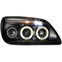 Phares Ford Fiesta MK5 99-00  avec 2 Anneaux lumineux Angel Eyes   Noir