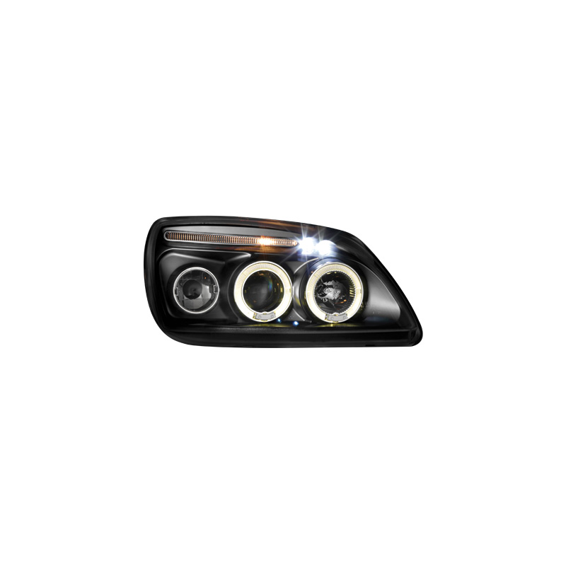 Phares Ford Fiesta MK5 99-00  avec 2 Anneaux lumineux Angel Eyes   Noir