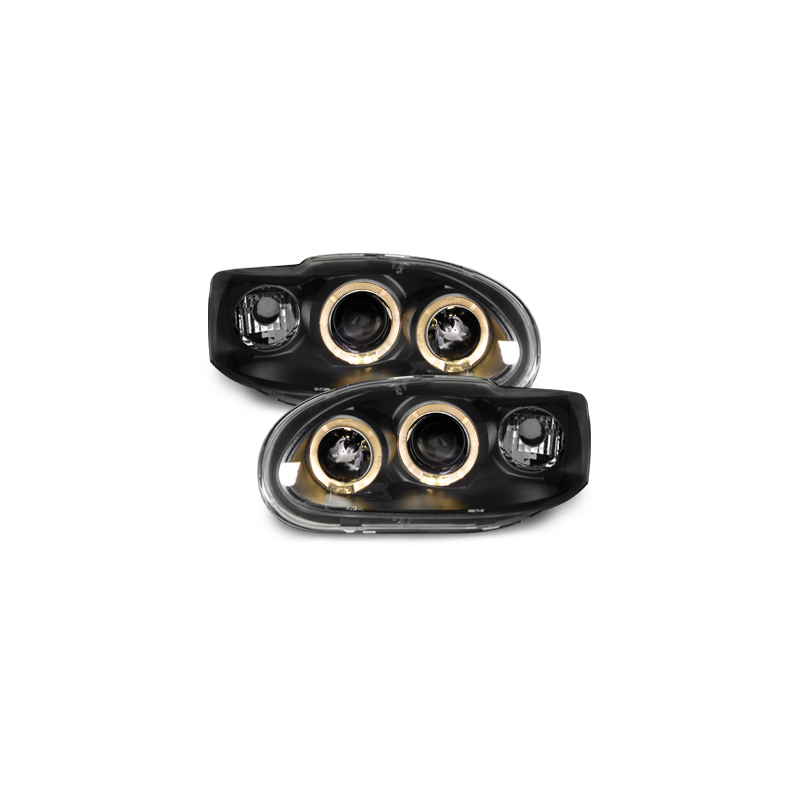 Phares Ford Escort MK6/7  avec 2 Anneaux lumineux Angel Eyes   Noir