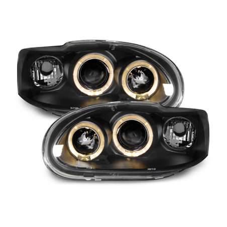 Phares Ford Escort MK6/7  avec 2 Anneaux lumineux Angel Eyes   Noir