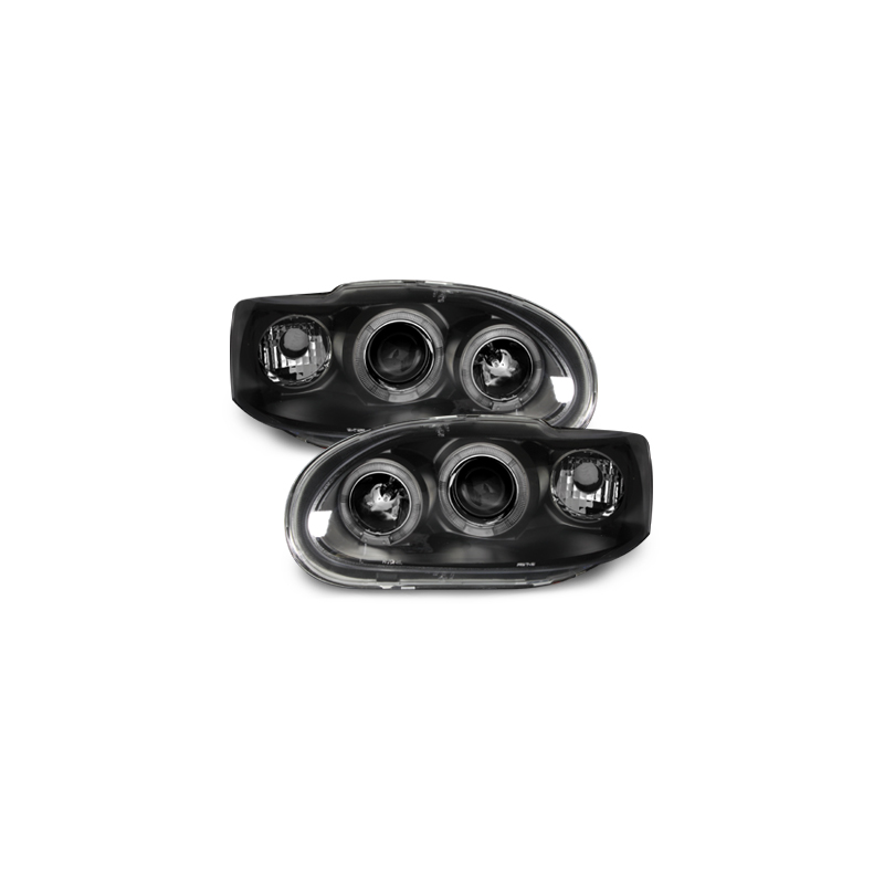 Phares Ford Escort MK6/7  avec 2 Anneaux lumineux Angel Eyes   Noir