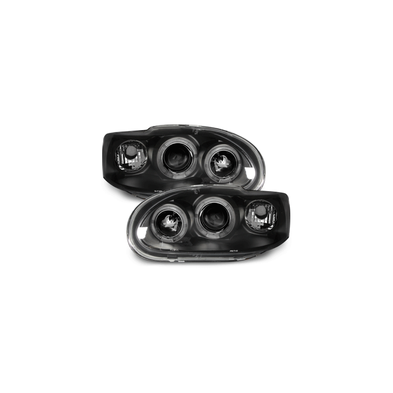 Phares Ford Escort MK6/7  avec 2 Anneaux lumineux Angel Eyes   Noir