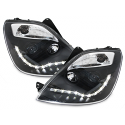 Phares DAYLINE Ford Fiesta 01-05 avec feux diurne LED  Noir