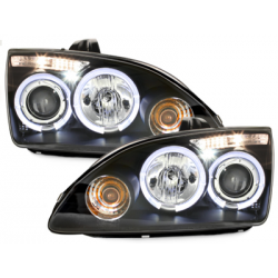 Phares Ford Focus 05-02.08  avec 2 Anneaux lumineux Angel Eyes  Noir