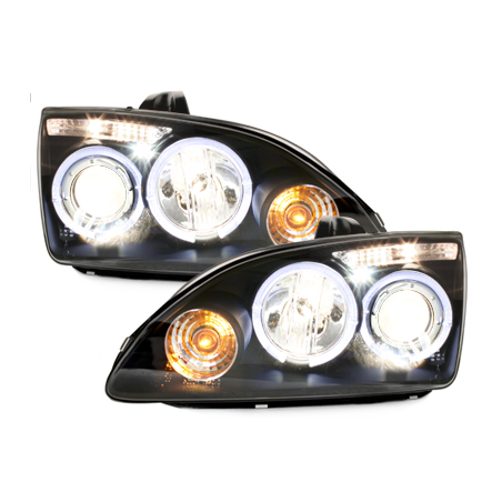 Phares Ford Focus 05-02.08  avec 2 Anneaux lumineux Angel Eyes  Noir