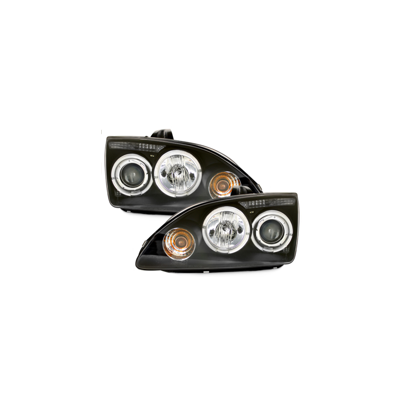 Phares Ford Focus 05-02.08  avec 2 Anneaux lumineux Angel Eyes  Noir