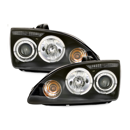 Phares Ford Focus 05-02.08  avec 2 Anneaux lumineux Angel Eyes  Noir