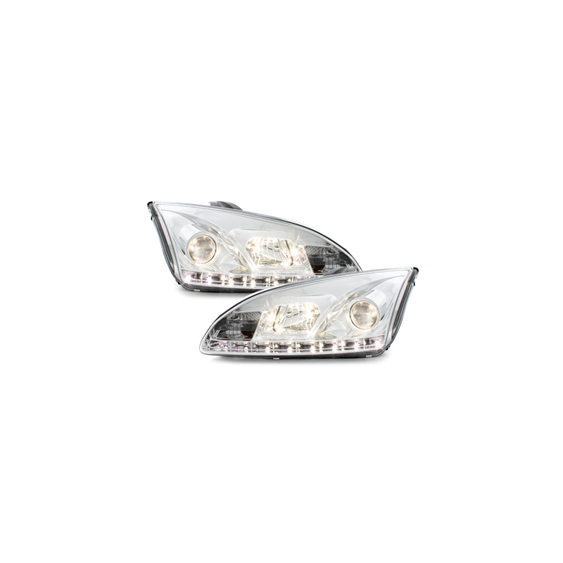 Phares DAYLINE Ford Focus 05-02.08  avec feux diurne LED  Chrome
