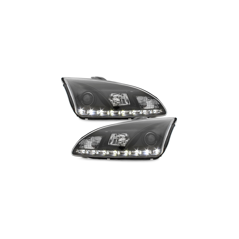 Phares DAYLINE Ford Focus 05-02.08  avec feux diurne LED  Noir